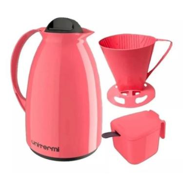 Imagem de Kit com Garrafa Térmica Café Chá Prático Unitermi, Rosa