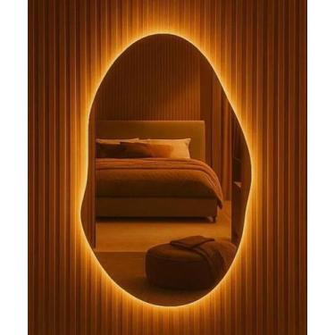 Imagem de Espelho Decorativo Orgânico Com Led Quente De Parede Corpo Inteiro Mad