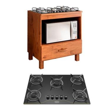 Imagem de Kit Balcão Para Fogão Cooktop Com Fogão Cooktop Realce 05 Bcas, Imbuia