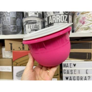 Imagem de Tigela Batedeira Tupperware 1 Litro Rosa com Tampa Branca