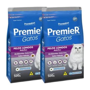 Imagem de Kit 2 Ração Premier Gatos Pelos Longos Ambi. Internos 7,5Kg