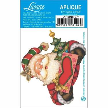 Imagem de Aplique de MDF e Papel Natal - Papai Noel - APMN8 - 071 - Litoarte