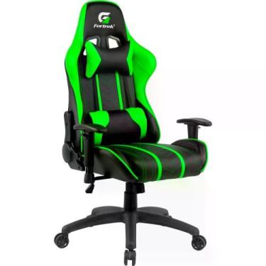 Imagem de Cadeira Gamer Para Jogar Por Horas Fortrek Ergonômica Cor Verde e Pret
