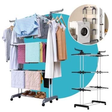 Imagem de Varal de Chão Dobrável 3 Andares Vertical Portátil Lavanderia Apartame