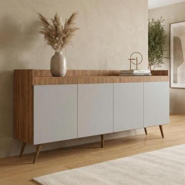Imagem de Buffet Aparador Retrô 4 Portas MDP Yescasa Freijó e Fumê 180cm Edi Mar