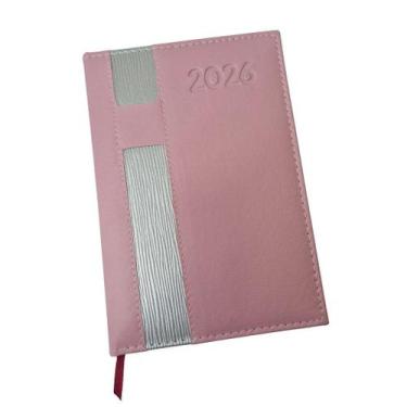 Imagem de Agenda Diária Com Suporte Para Caneta ANO 2026 - oem, ROSA COM PRATA