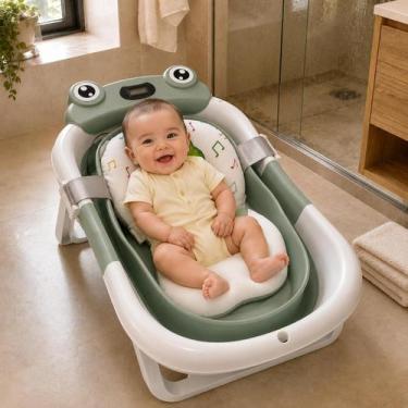 Imagem de Banheira Dobrável para Bebê com Termômetro Digital Suporta até 35kg 0 