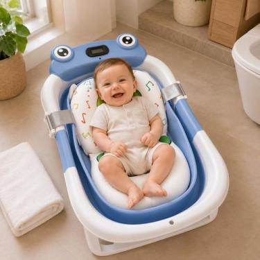 Imagem de Banheira Dobrável para Bebê com Termômetro Digital Suporta até 35kg 0 