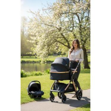 Imagem de 2x Carrinho Bebê Travel System 3 em 1 + Bebê Conforto Preto - Congratu