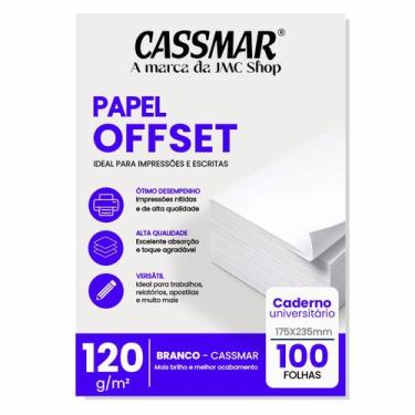 Imagem de Papel Offset 120g Colegial 175X235mm Branco 100fls - Cassmar