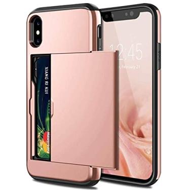 Imagem de Capa de telefone de suporte de slot para cartão de aleta de luxo para iphone 13 12 mini 11 pro xs max xr x para iphone 8 7 6s plus se 2 2020 5 5 s case, rose gold, para iphone 6s 6