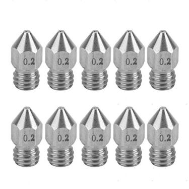 Imagem de Bicos de extrusora, 10 peças de bico de impressora 3D conjunto bico para impressora 3D prata para acessórios de aço inoxidável de extrusora MK8 (0,2 mm)