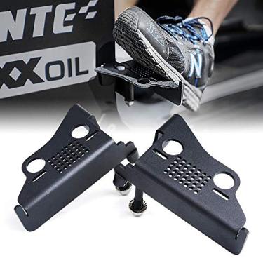Imagem de Xprite Wrangler Pedal externo montado na dobradiça da porta frontal de aço metálico compatível com acessórios para pés Jeep Wrangler JK JKU 2007-2018, par