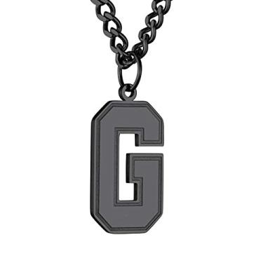 Imagem de GOLDCHIC JEWELRY Colar com pingente de letra G para peças de futebol, colares masculinos hip hop com inicial de presentes com caixa, 22''+2'', Banhado a preto, Sem Pedra Preciosa