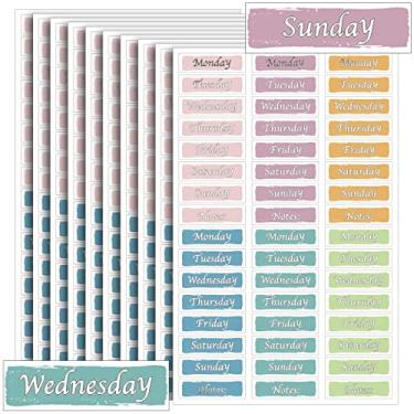 Imagem de Pajean 480 peças de adesivos para o dia da semana, capas decorativas para o dia da semana, adesivos removíveis autoadesivos para agenda escolar (4 x 0,1 cm, quadrado)