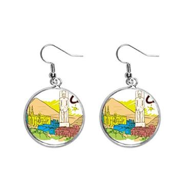 Imagem de Brinco de prata com estampa de cidade decorativa do antigo Egito