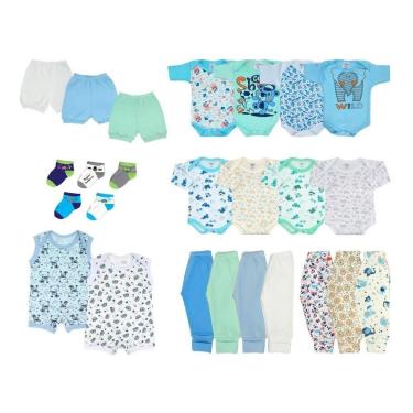 Imagem de Kit 25 Peças Enxoval Roupa De Bebê Meia Estação - Menino