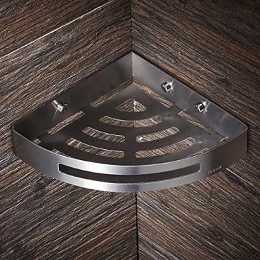 Imagem de YZJC Prateleiras de banheiro de aço inoxidável Prateleira de canto, suporte de parede de níquel escovado triângulo suporte de chuveiro, acessórios de banho (cor: único)