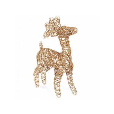 Imagem de Rena Aramada Luxo Luz Led 30cm Dourada - Magizi