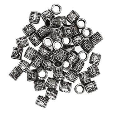 Imagem de 50 peças contas de barba, runas vikings contas nórdicas dicas dreadlock contas de tubo de cabelo faça você mesmo liga vintage trança de cabelo dreadlocks contas de tubo de cabelo para homens mulheres laços de trança