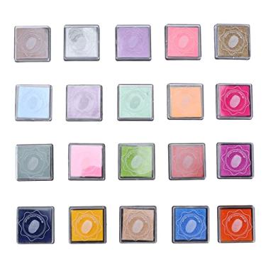 Imagem de Zerodis 20pcs Ink Pad, Bright Color Waterproof Oily Stamp Craft Ink Pad Colorful Scrap Booking Paper Wood Fabric Stable Ink Pad for Children