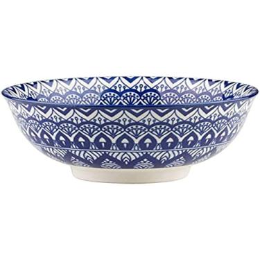 Imagem de Bowl De Cerâmica Geométrico Azul E Branco 12cm Lyor Azul E Branco No Voltagev