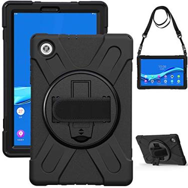 Imagem de For Lenovo Tab M10 HD 2nd Gen TB-X306X Shockproof Colorful Silicone + PC Protective Case with Holder & Hand Grip Strap & Shoulder Strap
