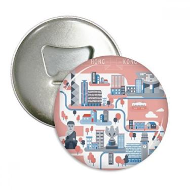 Imagem de Hong Kong Famous Places Abridor de garrafas ímã de geladeira emblema multifuncional