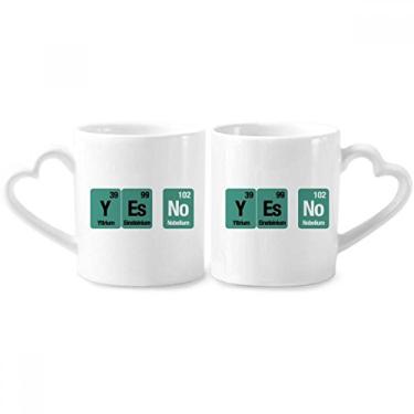 Imagem de Yes No Chemical Element Conjunto de canecas de porcelana para casais, copo de cerâmica para amantes e coração