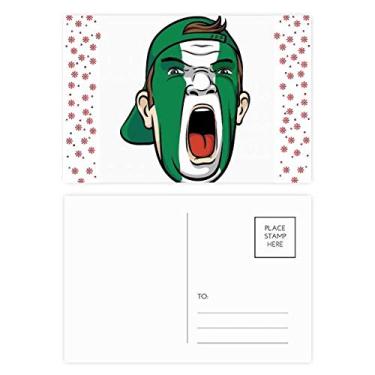 Imagem de Bandeira da Nigéria Maquiagem Facial Cabeça Gritando Boné Natal Flor Celebração Cartão Postal Bênção Cartão Postal