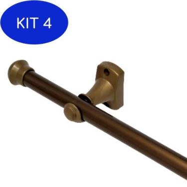 Imagem de Kit 4 Varão Simples Para Cortinas 2,0Mts 19mm Ouro Velho Compacto - J&