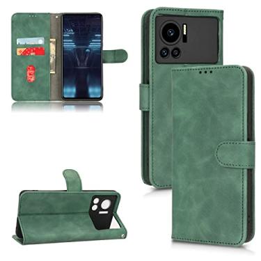 Imagem de Capas de telefone Business Skin Feel compatíveis com Infinix Note 12 G96 Note 12 VIP capa de couro slots para cartão clipe carteira capa de telefone à prova de choque (verde, Infinix Note 12 VIP)