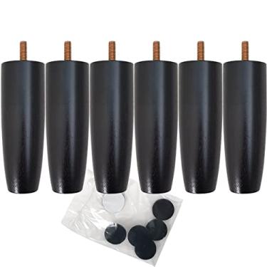 Imagem de Kit 06 Pés De Madeira Para Camas Box Solteiro Pe De Cama 13cm Preto Pés Para Móveis
