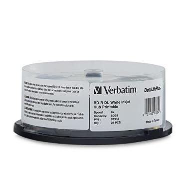 Imagem de Verbatim BD-R 25 GB 6X DataLifePlus impressão a jato de tinta branco, Hub Printable, Branco, 25Pk Spindle