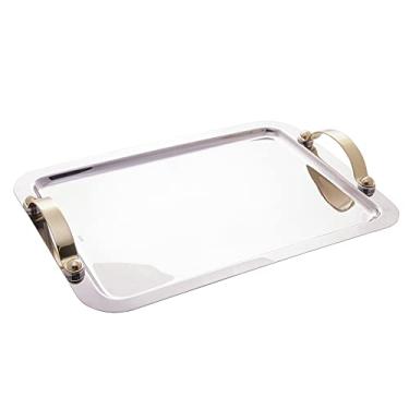 Imagem de BANDEJA DE AÇO INOX C/ALÇA DOURADA MANHATTAN 40x30cm