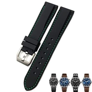 Imagem de DFAMIN 20mm 21mm 22mm Borracha Silicone Preto Azul Pulseiras para IWC PILOT Mark 18 Relógio Pulseira Esportiva (Cor: Preto Verde, Tamanho: 20mm)