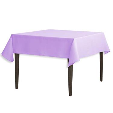 Imagem de LinenTablecloth Toalha de mesa quadrada de poliéster lavanda 137 cm