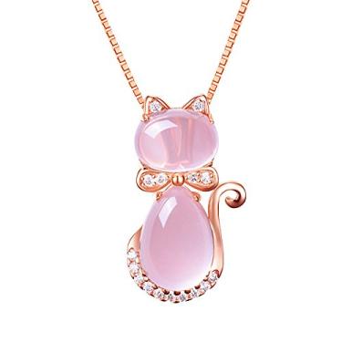 Imagem de Uloveido Lindo colar com pingente e brincos de cristal rosa em forma de gato para adolescentes e meninas Y404 one size rosa