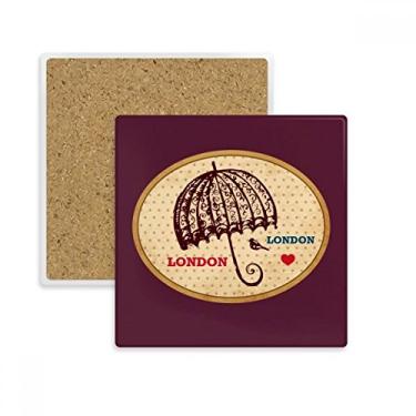 Imagem de Carimbo de guarda-chuva britânico de Londres com porta-copos quadrados, porta-copos para caneca e pedra isolante