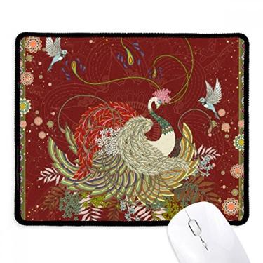 Imagem de Tapete de borracha para jogos Flower Wing Bird Ukiyo-e com bordas costuradas