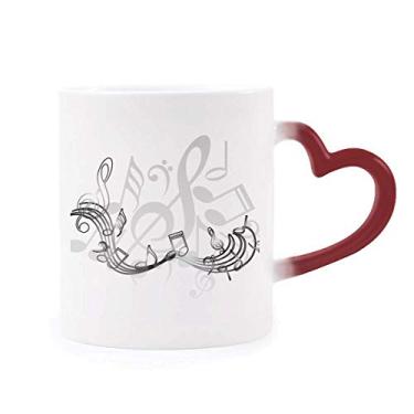 Imagem de Caneca estilosa Flappg com notas musicais, azul, sensível ao calor, vermelha, muda de cor