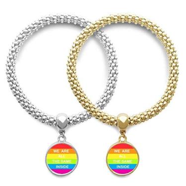 Imagem de DIYthinker Bracelete com pingente de arco-íris gay lésbica, transgênero lGBT Lover, joia para presente de casal