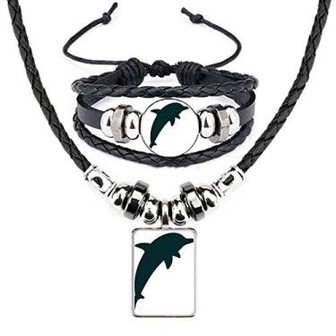 Imagem de Blue Ocean Streamline Lindo conjunto de joias de couro golfinho