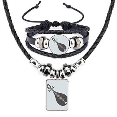 Imagem de Pipa Instruments Conjunto de joias de couro com estampa chinesa