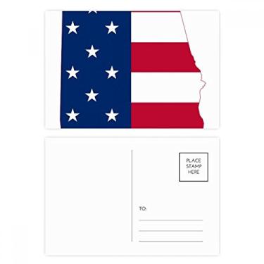 Imagem de Cartão postal com mapa dos Estados Unidos e estrelas em forma de bandeira listrada, conjunto de cartões postais de aniversário para enviar cartões de agradecimento