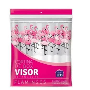 Imagem de Cortina De Box Vinil Estampa Flamingo C/ Ganchos 1,35 X 2,00 - Plast L