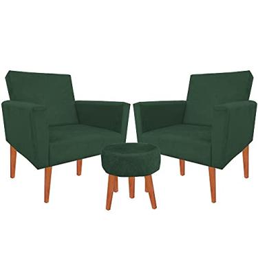 Imagem de Kit 02 Poltrona Decorativa Nina + Puff Verde