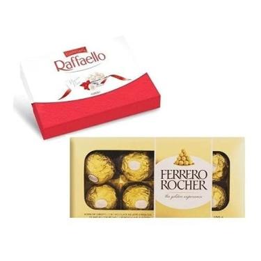 Imagem de Kit C/ caixa Bombom Ferrero Rocher C/8 100g + Raffaello 90g