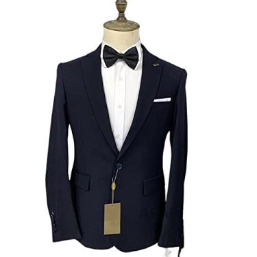 Imagem de Ternos masculinos, jaqueta de 2 peças slim fit único de casamento para festa jantar baile, 1 azul, M 48/32)