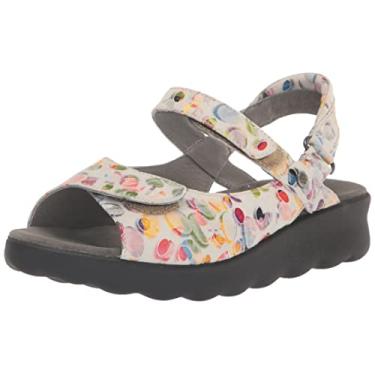 Imagem de Wolky Sandálias rasteiras femininas, Círculos multibrancos, 10.5-11